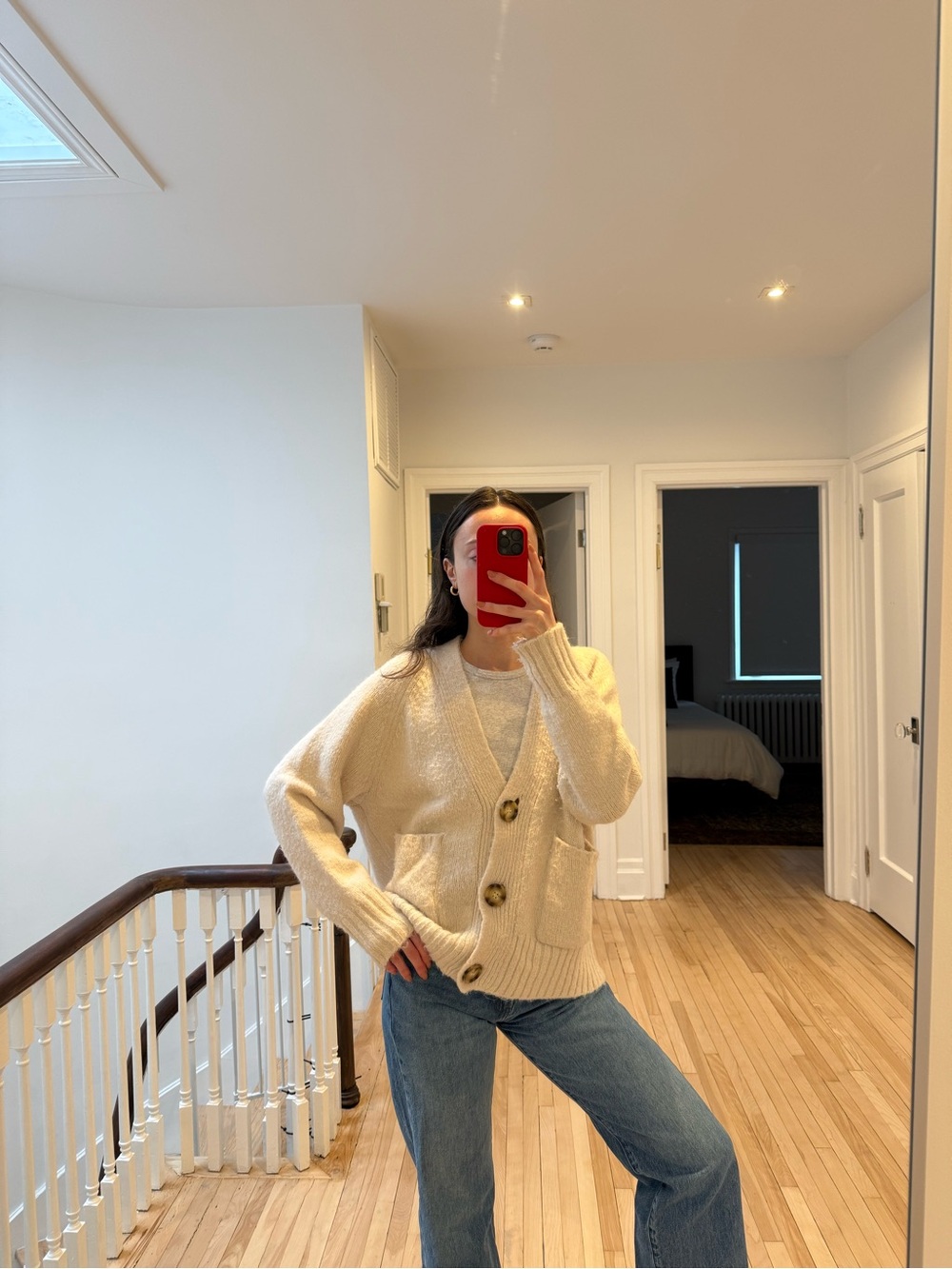 Zara Cream Button-Front Cardigan